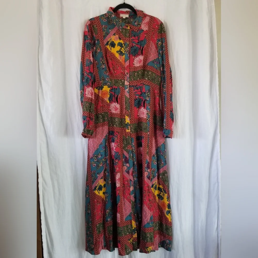 Oddy | Floral Patchwork Button Front Maxi Dress - Picture 1 of 10
